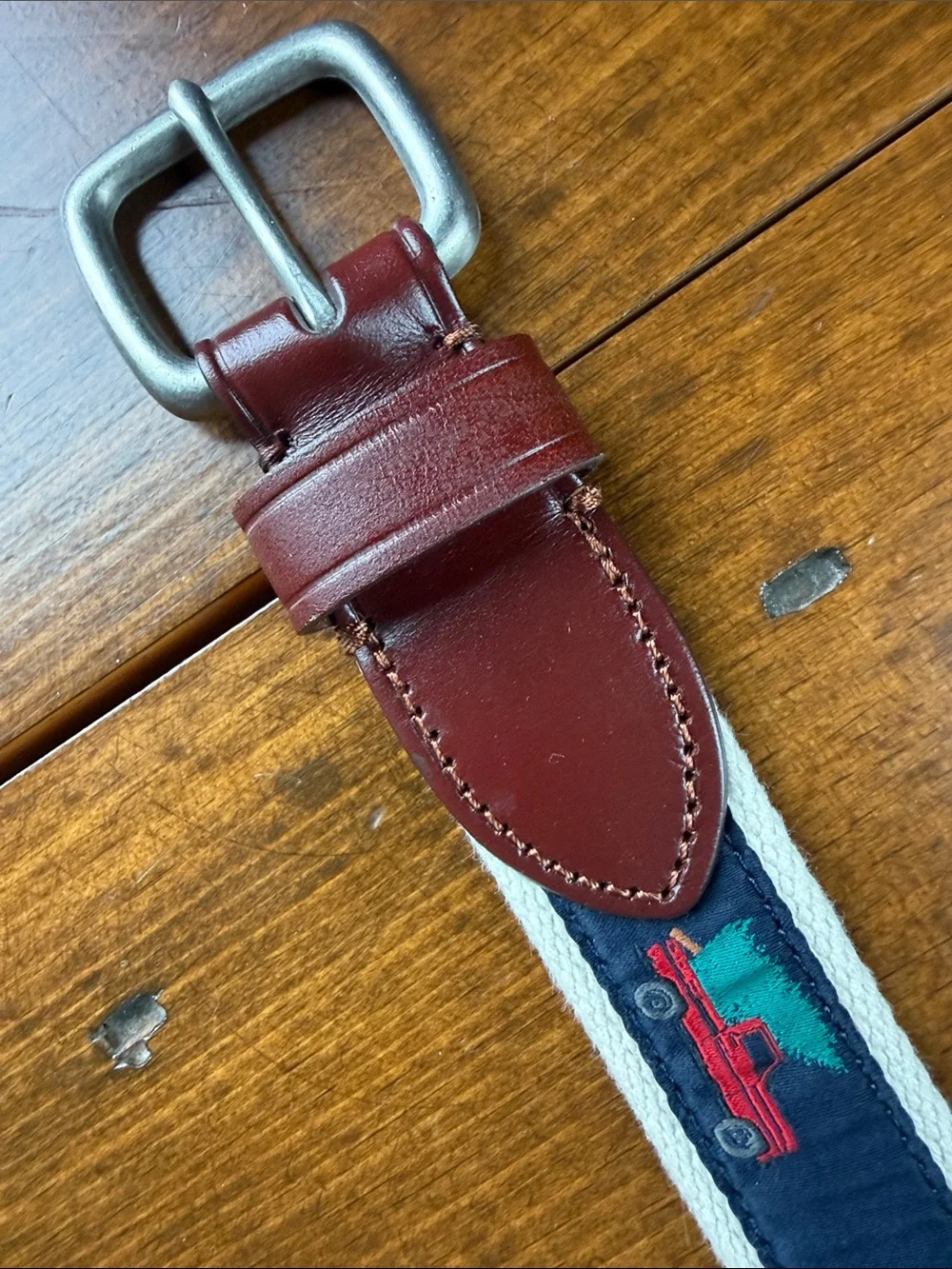 J.Crew Crewcuts Boys Patterned Belt Truck Tree Belt Size M BE626